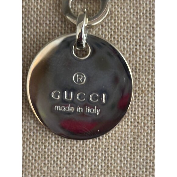 Gucci Italy Sterling Silver Dangle Drop Earrings Embossed Logo Round w Box Pouch - Picture 8 of 16